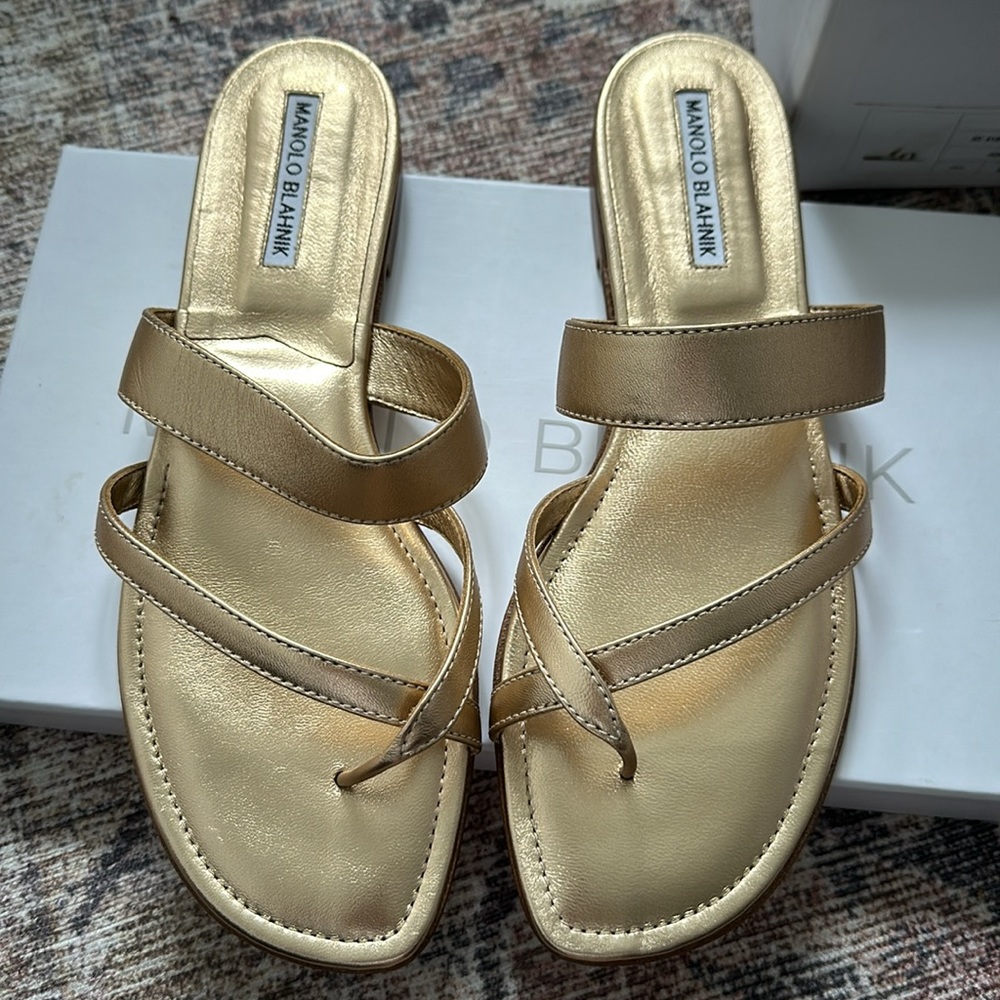 Brand new with box gold manolo blahnik sandals
